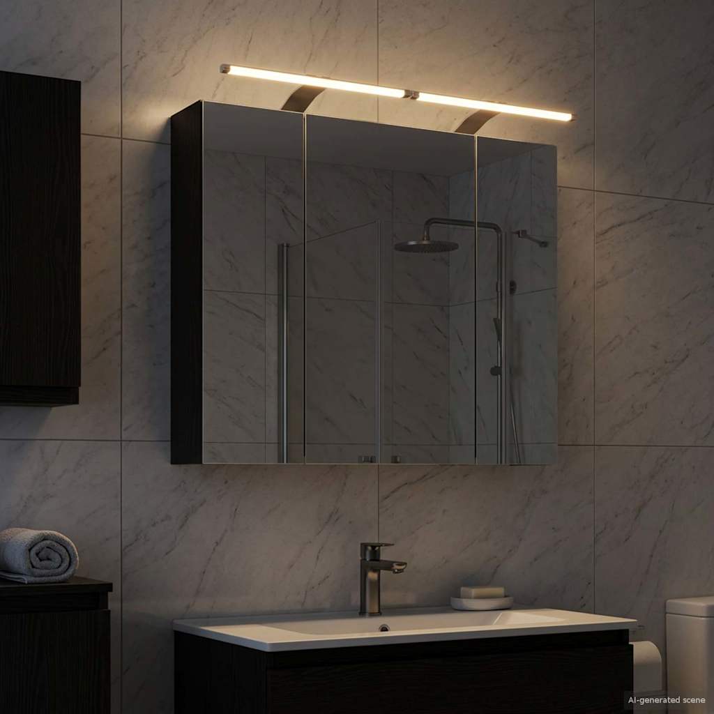 Badezimmerspiegelschrank Schwarz Eichen-Optik 80 x 14,5 x 70 cm