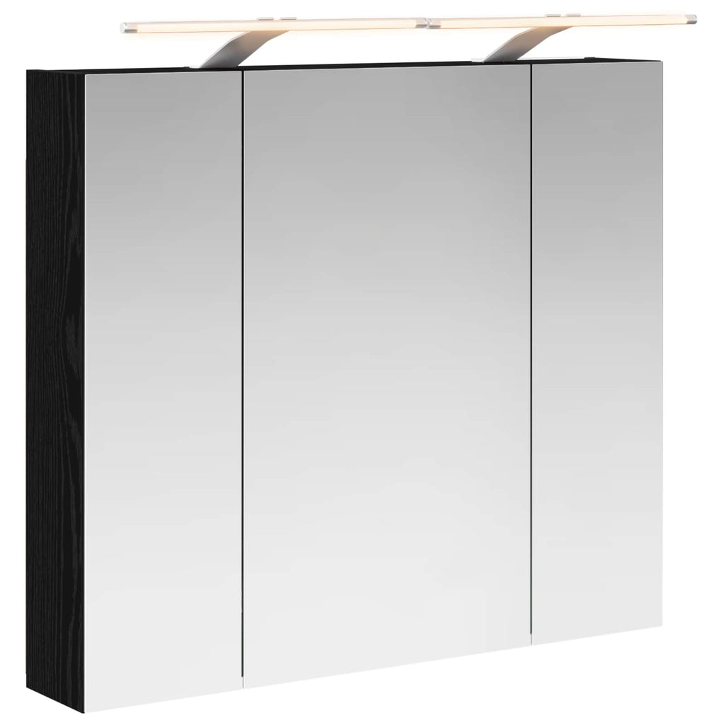 Badezimmerspiegelschrank Schwarz Eichen-Optik 80 x 14,5 x 70 cm