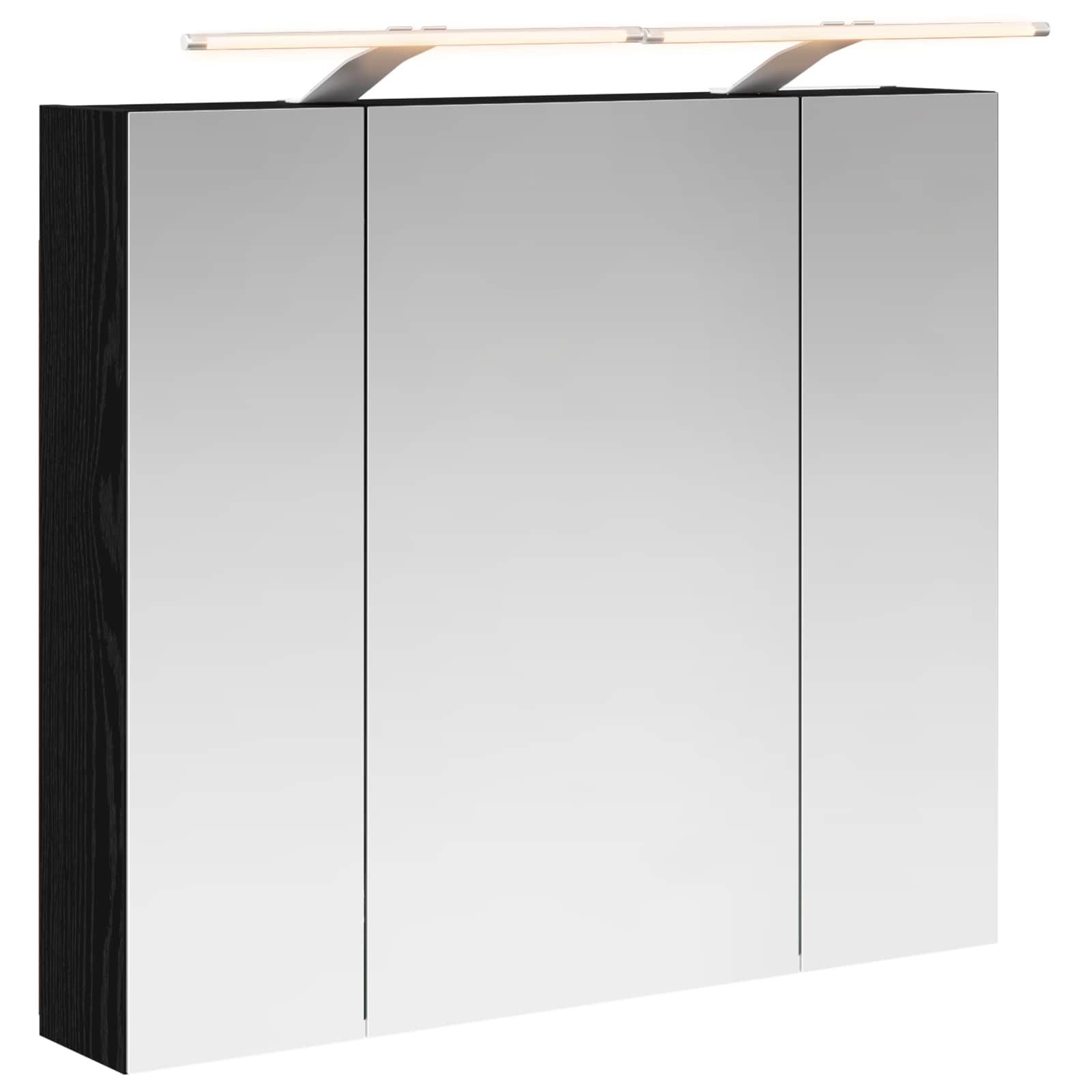 Badezimmerspiegelschrank Schwarz Eichen-Optik 80 x 14,5 x 70 cm