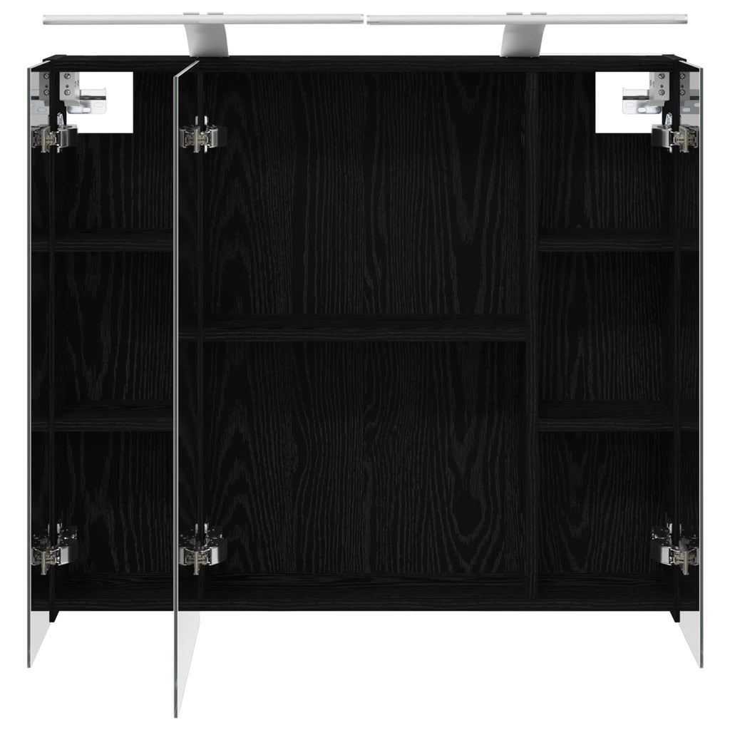 Badezimmerspiegelschrank Schwarz Eichen-Optik 80 x 14,5 x 70 cm