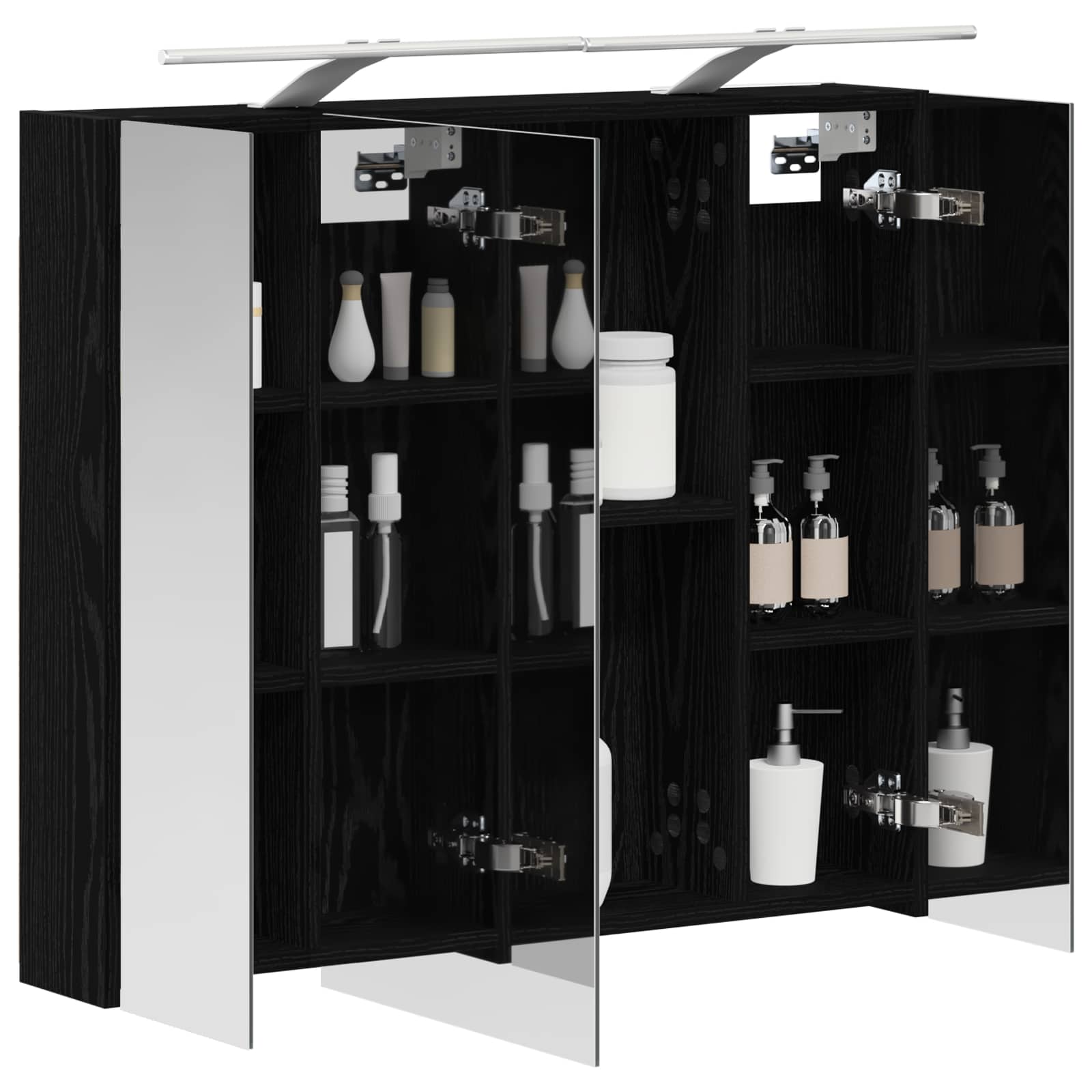 Badezimmerspiegelschrank Schwarz Eichen-Optik 80 x 14,5 x 70 cm