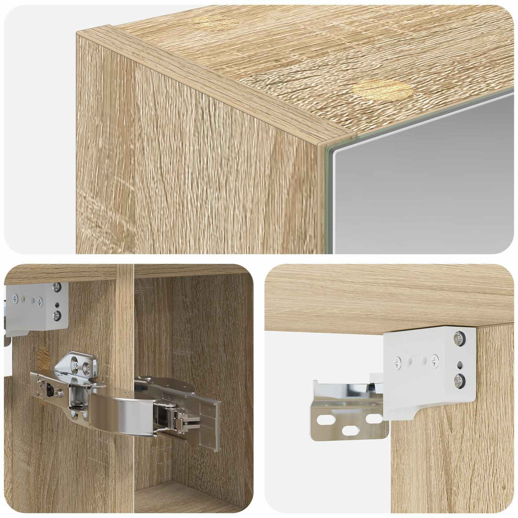 Badezimmerspiegelschrank mit Tür Sonoma-Eiche 80 x 14,5 x 70 cm