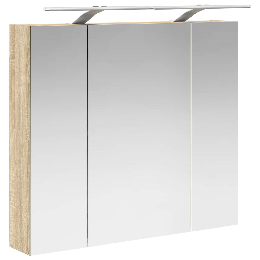 Badezimmerspiegelschrank mit Tür Sonoma-Eiche 80 x 14,5 x 70 cm