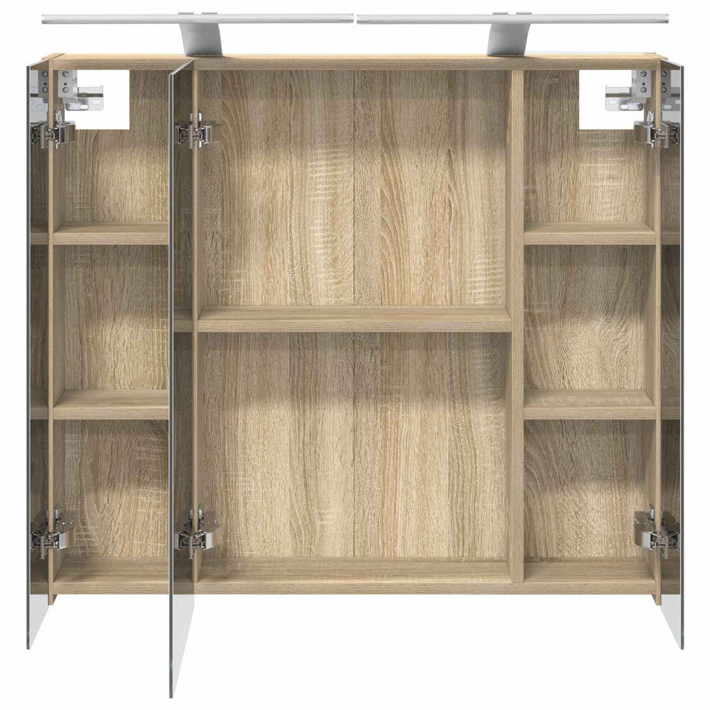 Badezimmerspiegelschrank mit Tür Sonoma-Eiche 80 x 14,5 x 70 cm