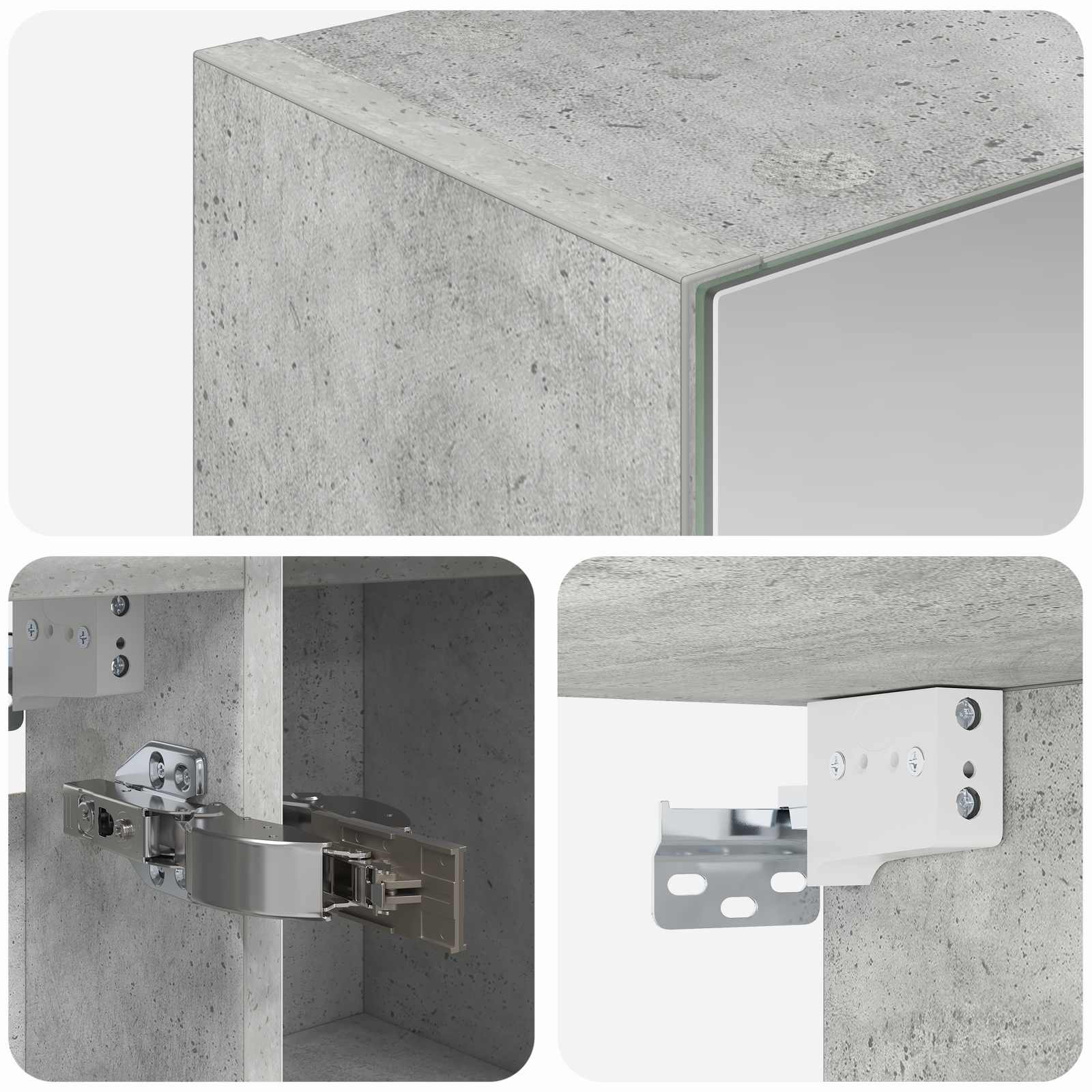Badezimmerspiegelschrank mit Regal Beton Grau 80 x 14,5 x 70 cm