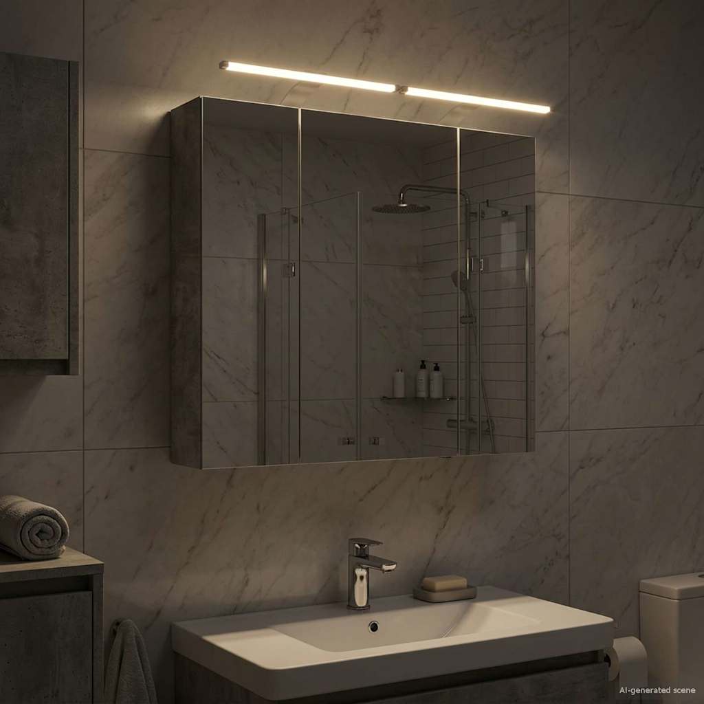 Badezimmerspiegelschrank mit Regal Beton Grau 80 x 14,5 x 70 cm