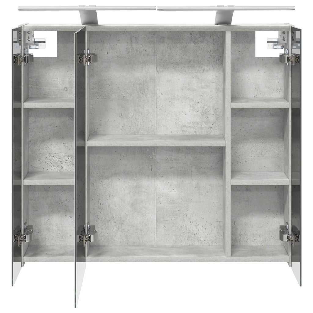 Badezimmerspiegelschrank mit Regal Beton Grau 80 x 14,5 x 70 cm