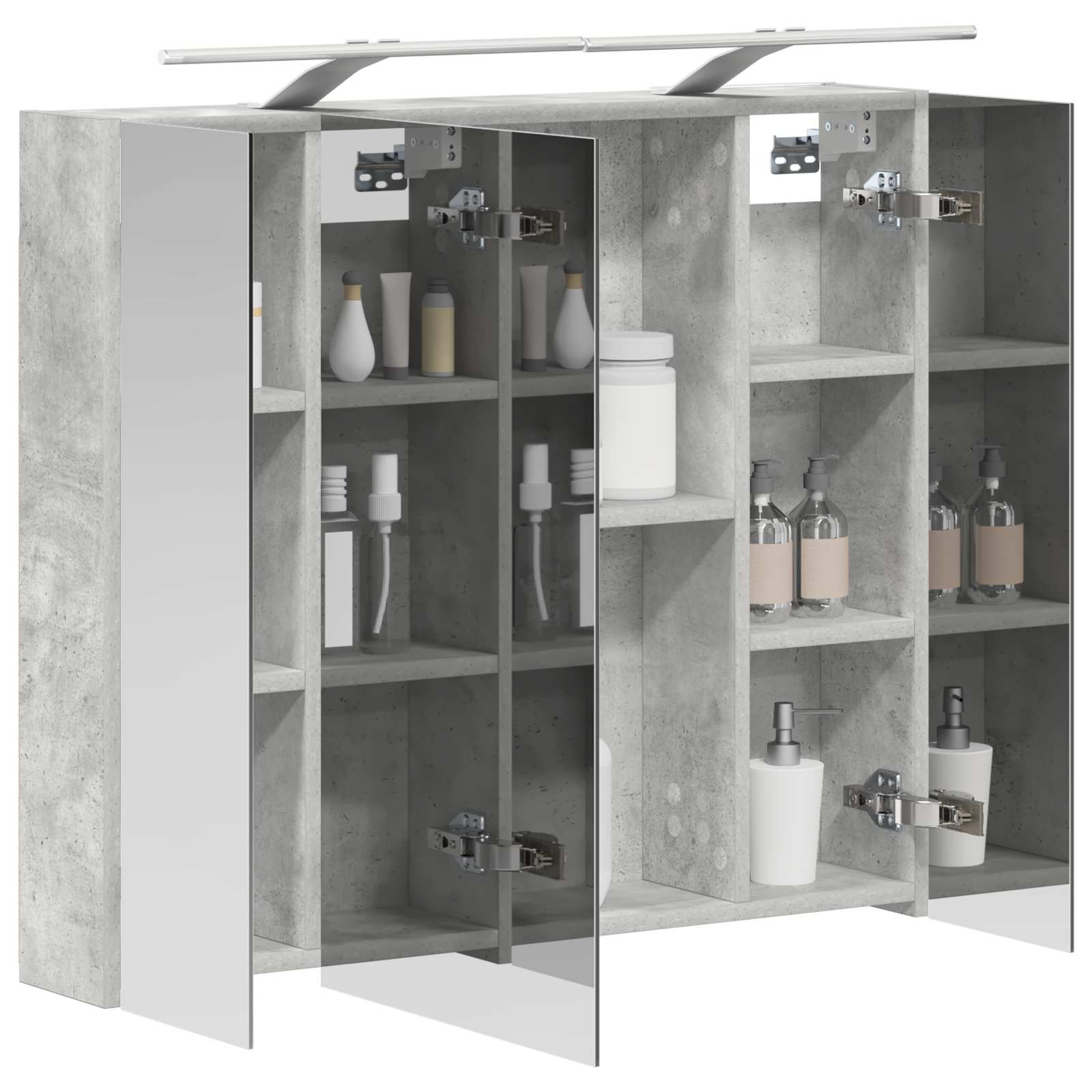 Badezimmerspiegelschrank mit Regal Beton Grau 80 x 14,5 x 70 cm
