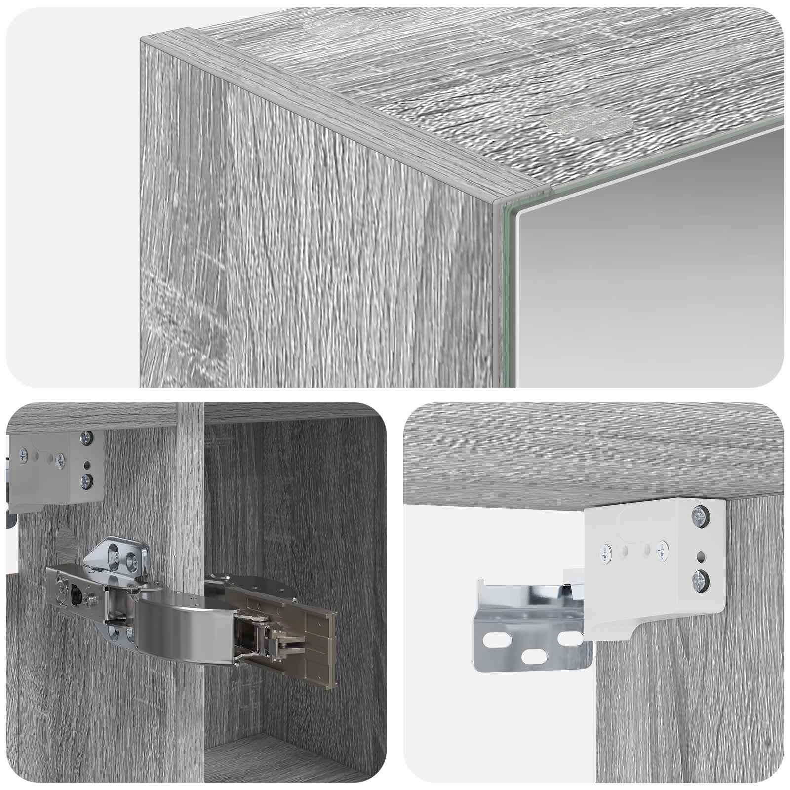 Badezimmerspiegelschrank Graues Sonoma 80 x 14,5 x 70 cm