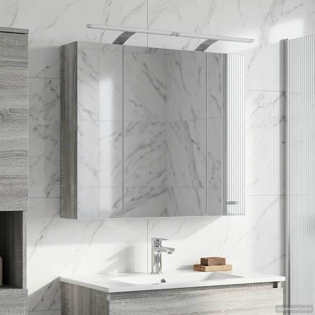 Badezimmerspiegelschrank Graues Sonoma 80 x 14,5 x 70 cm
