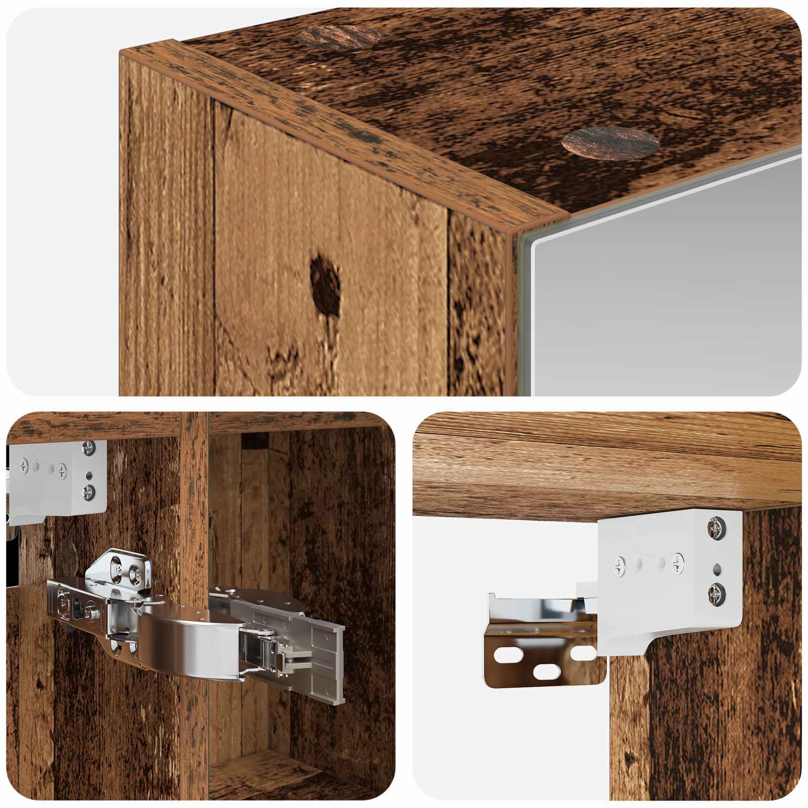 Badezimmerspiegelschrank mit Regal Altholz 80 x 14,5 x 70 cm