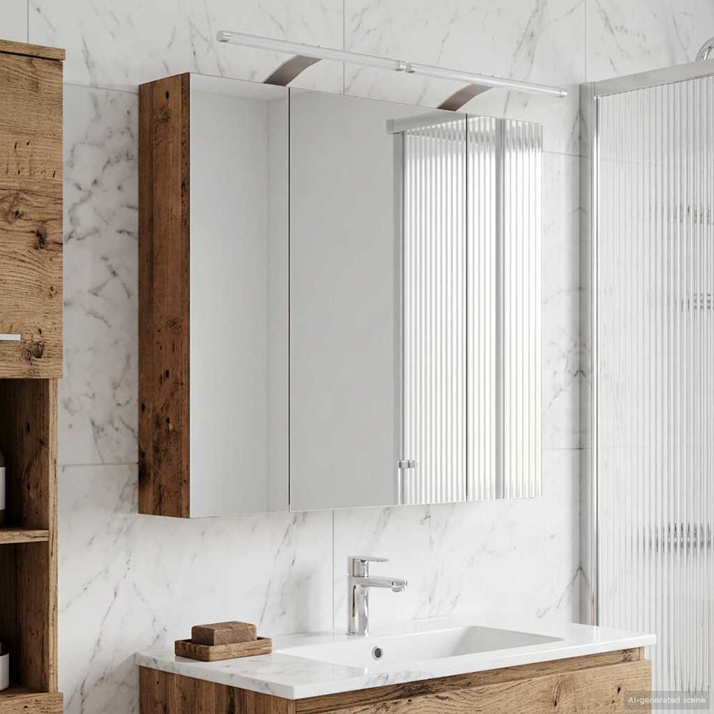 Badezimmerspiegelschrank mit Regal Altholz 80 x 14,5 x 70 cm