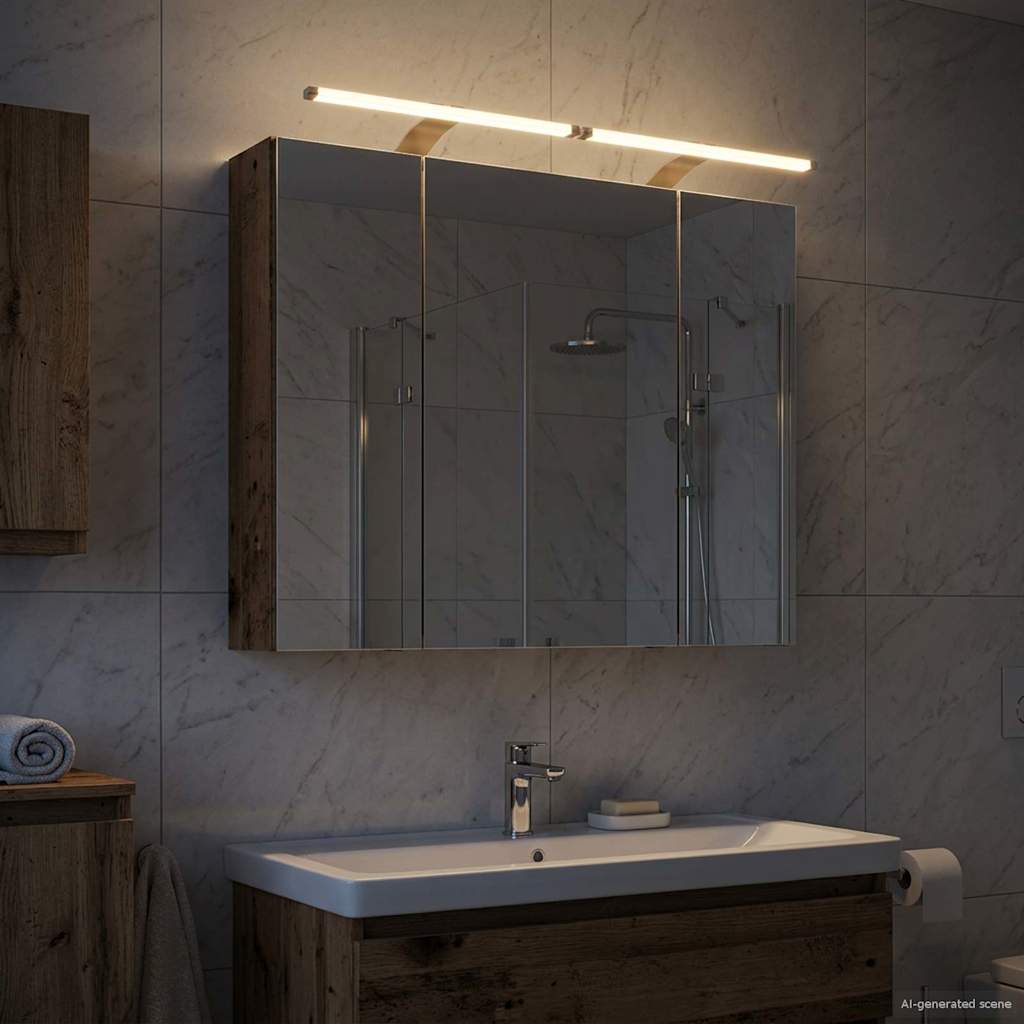 Badezimmerspiegelschrank mit Regal Altholz 80 x 14,5 x 70 cm