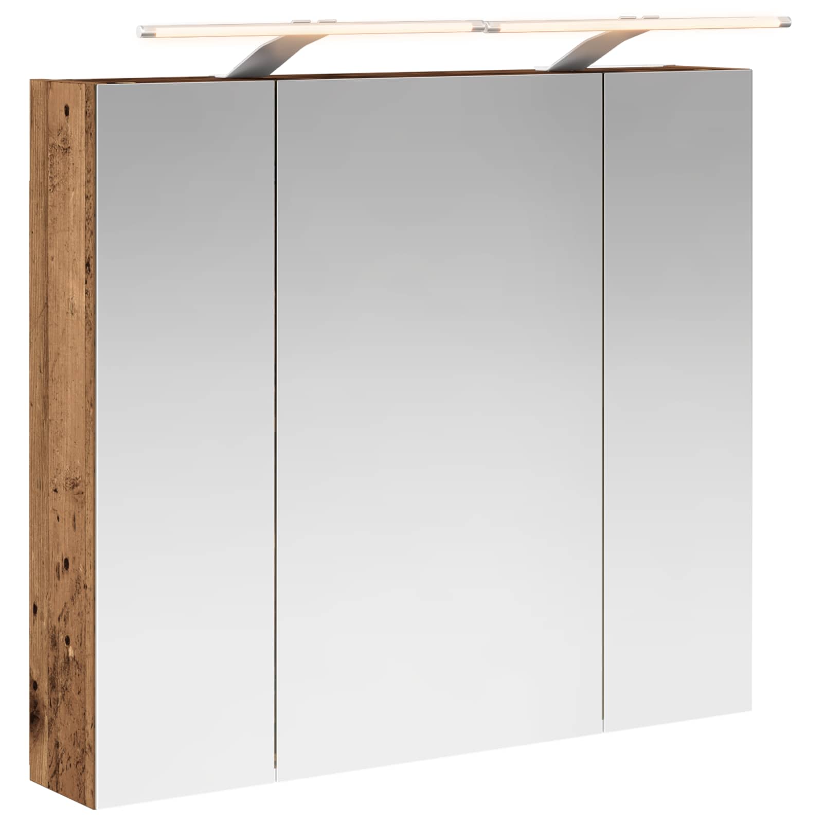 Badezimmerspiegelschrank mit Regal Altholz 80 x 14,5 x 70 cm