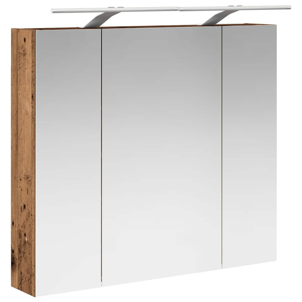 Badezimmerspiegelschrank mit Regal Altholz 80 x 14,5 x 70 cm