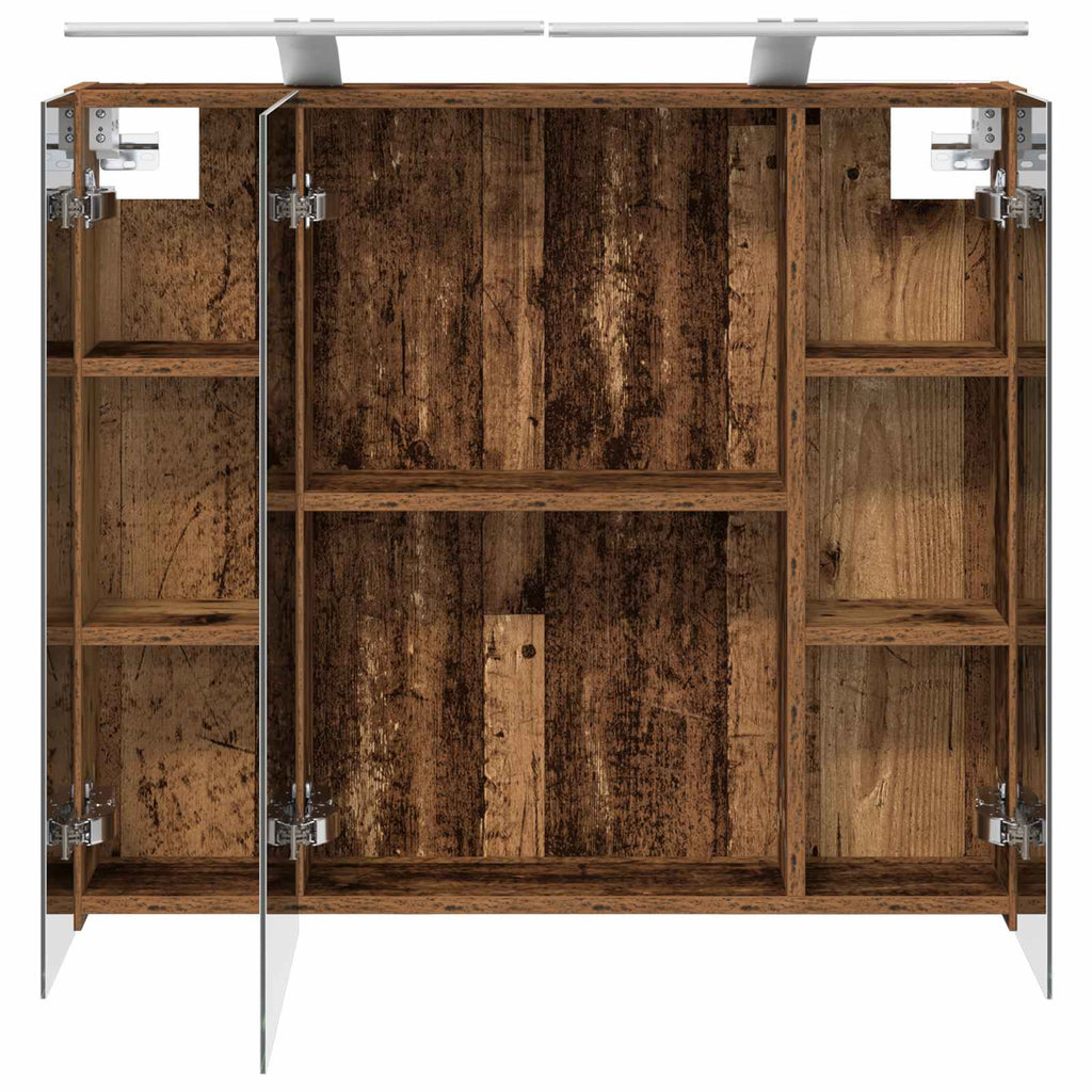 Badezimmerspiegelschrank mit Regal Altholz 80 x 14,5 x 70 cm