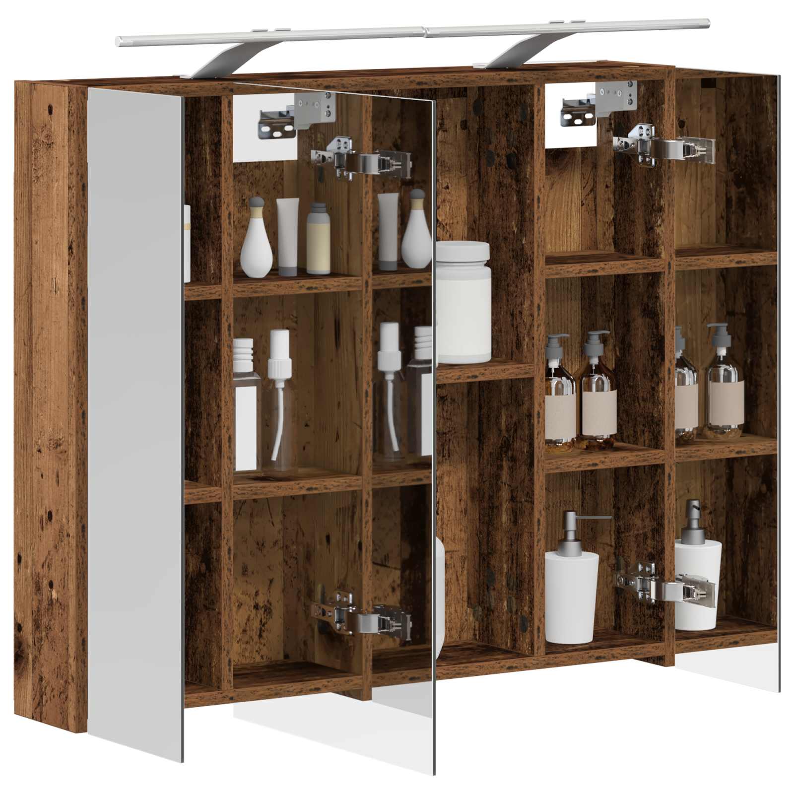 Badezimmerspiegelschrank mit Regal Altholz 80 x 14,5 x 70 cm