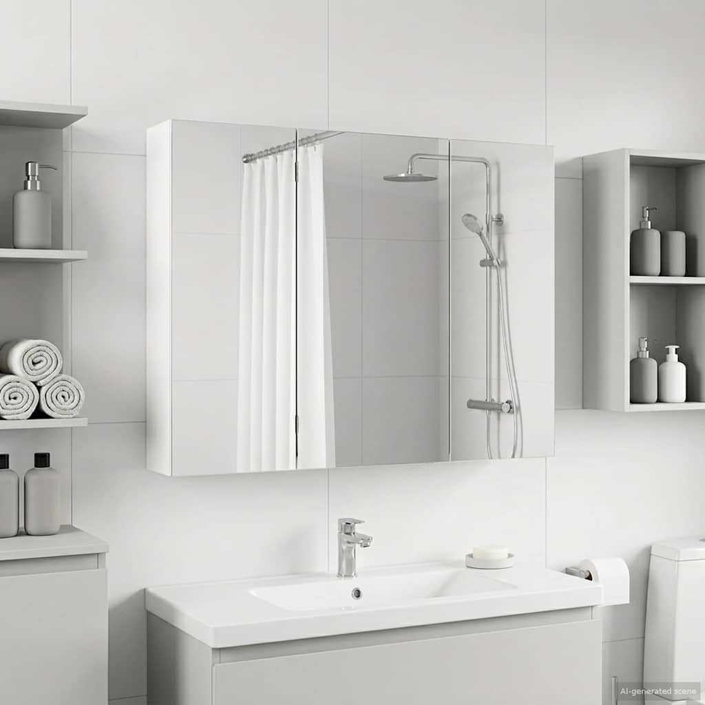 Badezimmerspiegelschrank Weiß 100 x 14,5 x 70 cm Holzwerkstoff