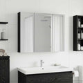 Badezimmerspiegelschrank mit Regal mit Tür Schwarz Eichen-Optik