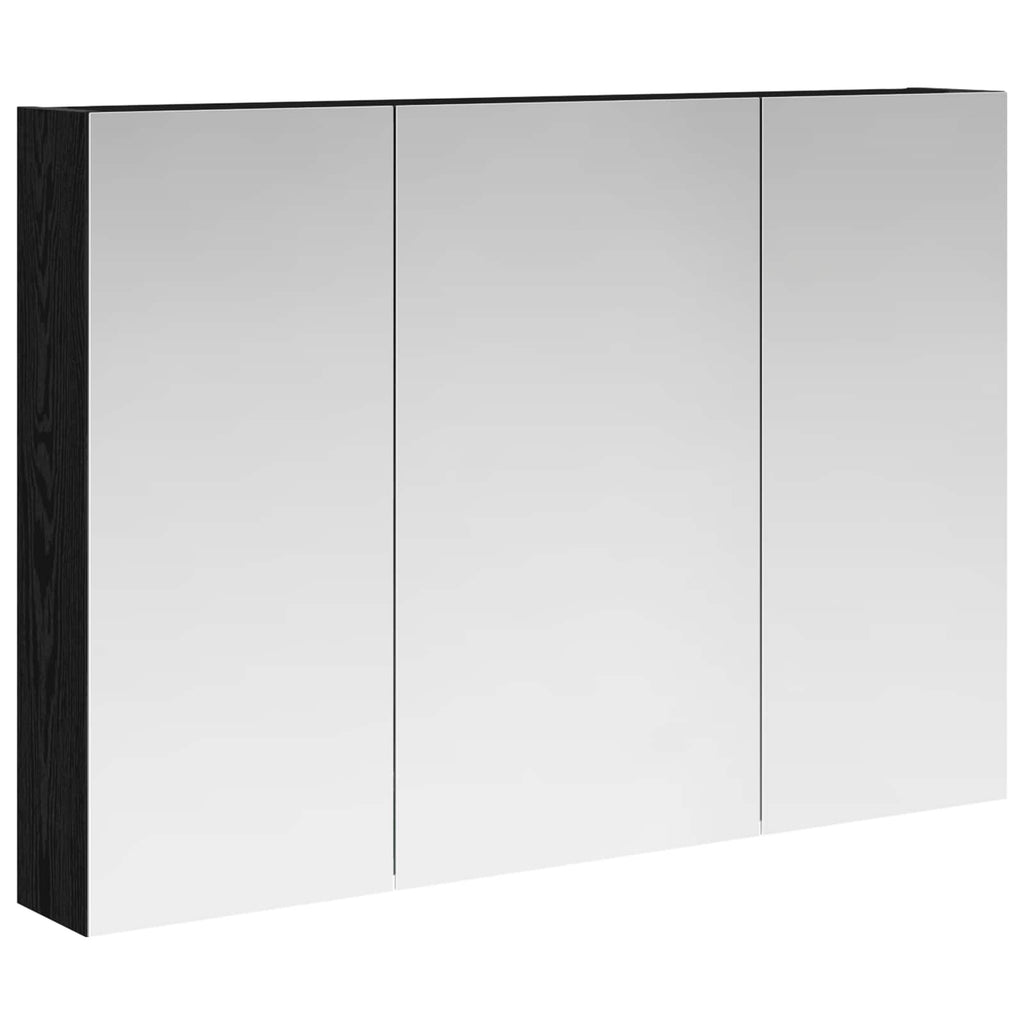 Badezimmerspiegelschrank mit Regal mit Tür Schwarz Eichen-Optik