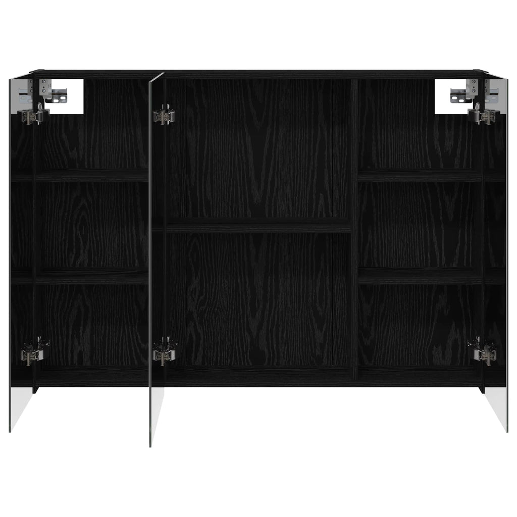 Badezimmerspiegelschrank mit Regal mit Tür Schwarz Eichen-Optik