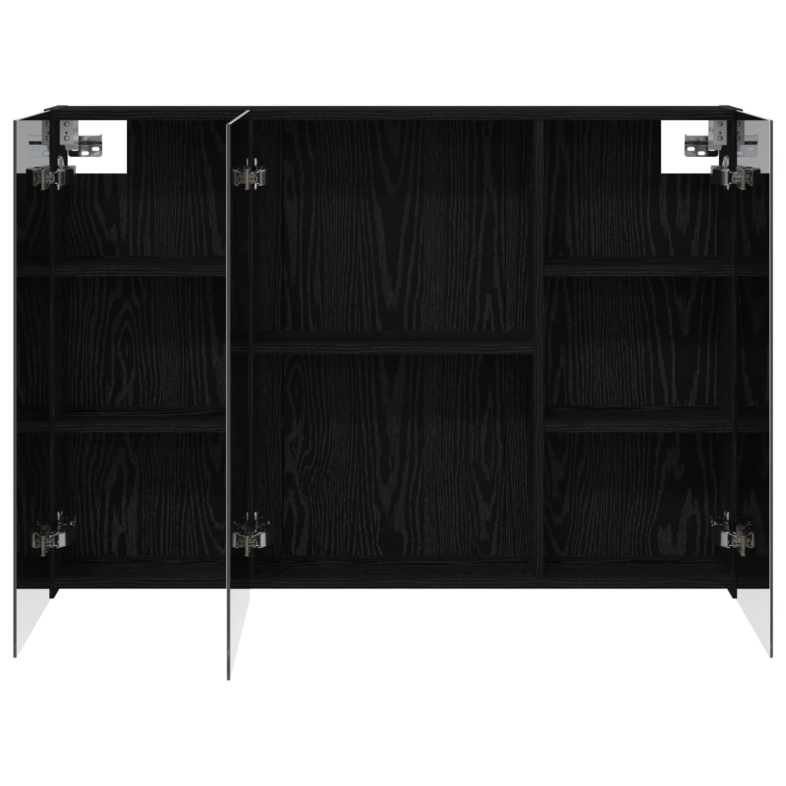 Badezimmerspiegelschrank mit Regal mit Tür Schwarz Eichen-Optik