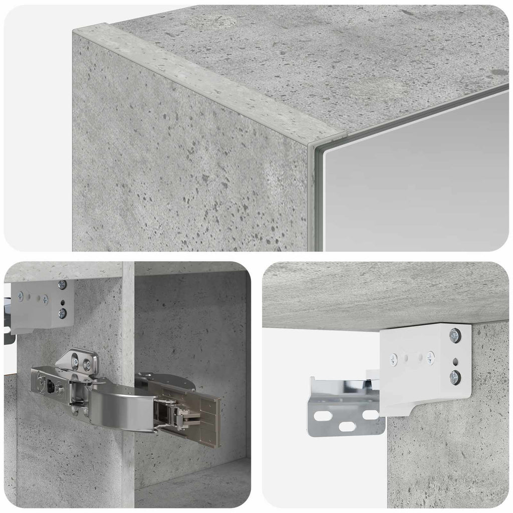 Badezimmerspiegelschrank mit Tür Beton Grau 100 x 14,5 x 70 cm
