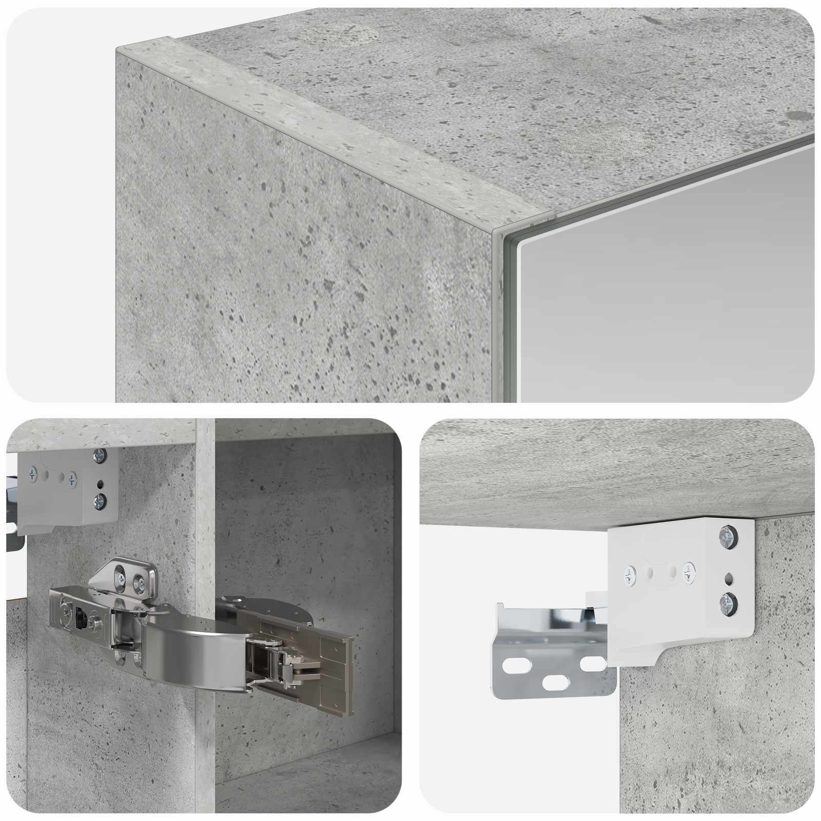 Badezimmerspiegelschrank mit Tür Beton Grau 100 x 14,5 x 70 cm