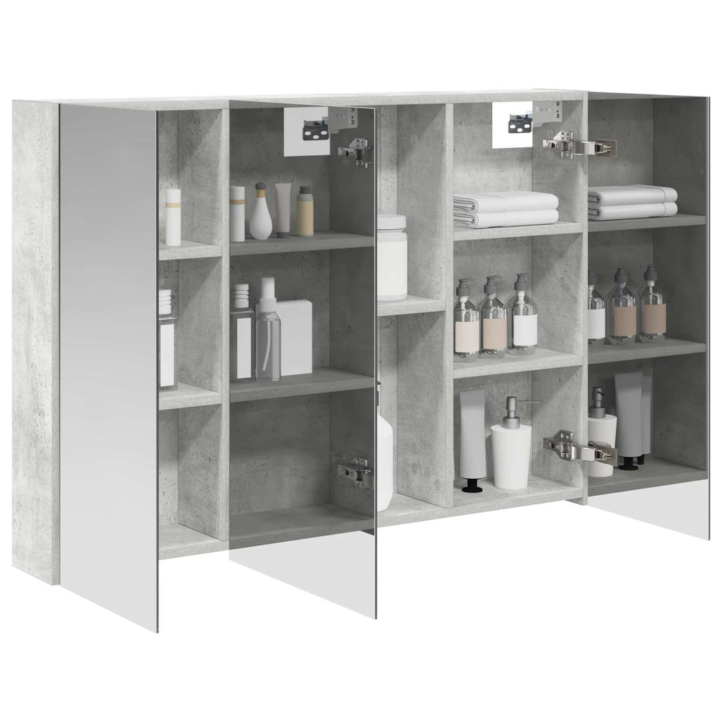 Badezimmerspiegelschrank mit Tür Beton Grau 100 x 14,5 x 70 cm