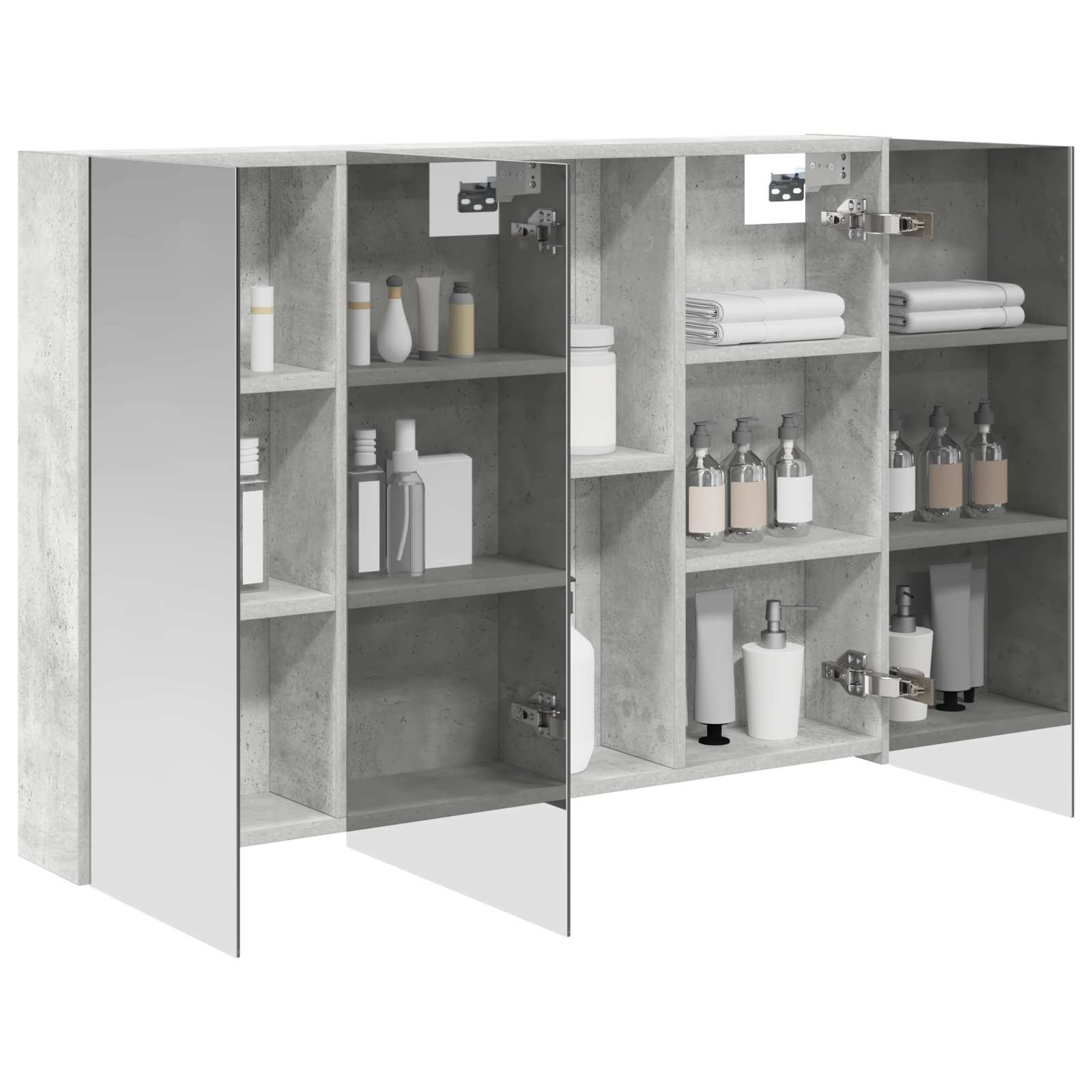 Badezimmerspiegelschrank mit Tür Beton Grau 100 x 14,5 x 70 cm
