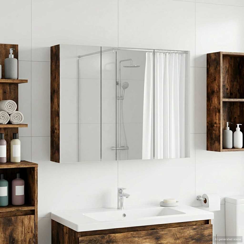 Badezimmerspiegelschrank Geräucherte Eiche 100 x 14,5 x 70 cm