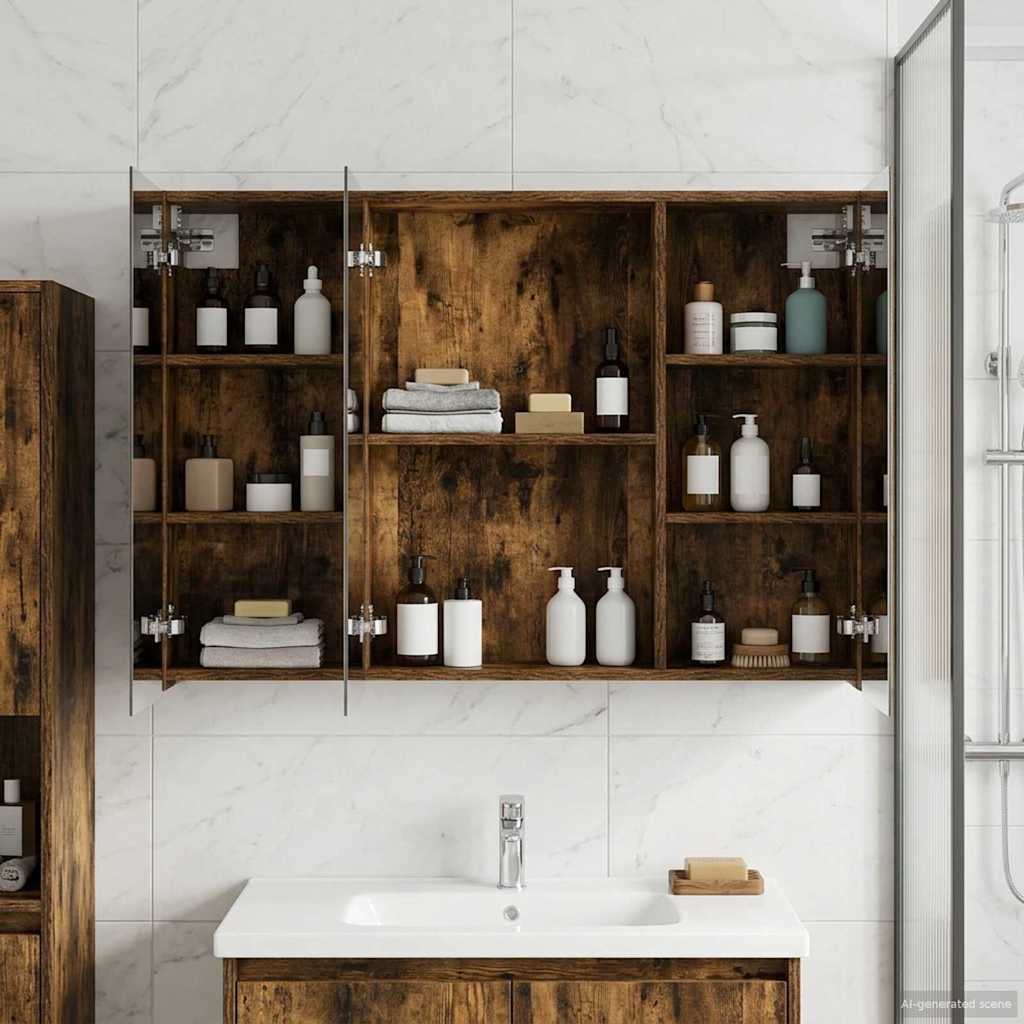 Badezimmerspiegelschrank Geräucherte Eiche 100 x 14,5 x 70 cm