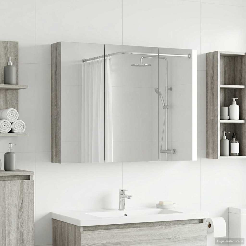 Badezimmerspiegelschrank Graues Sonoma 100 x 14,5 x 70 cm