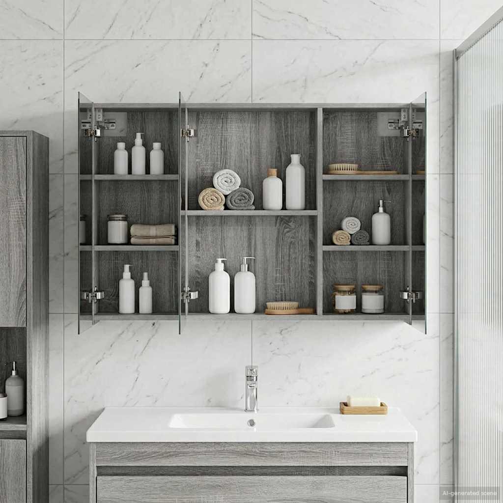 Badezimmerspiegelschrank Graues Sonoma 100 x 14,5 x 70 cm