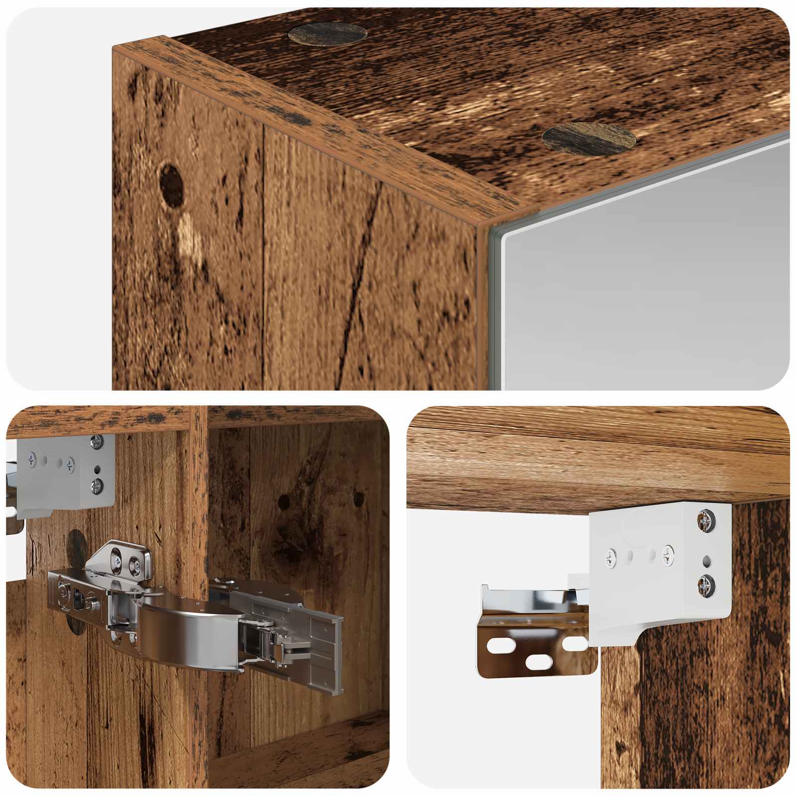 Badezimmerspiegelschrank mit Regal Altholz 100 x 14,5 x 70 cm
