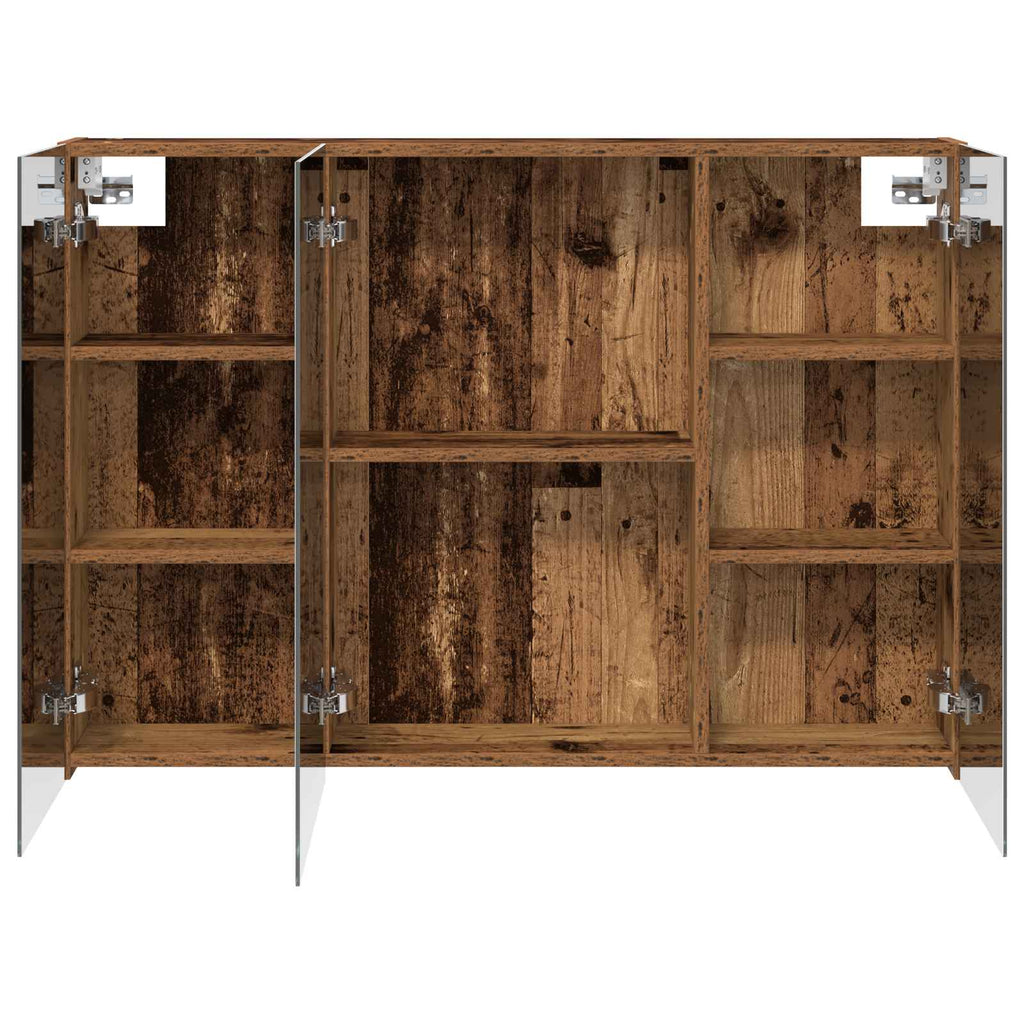 Badezimmerspiegelschrank mit Regal Altholz 100 x 14,5 x 70 cm