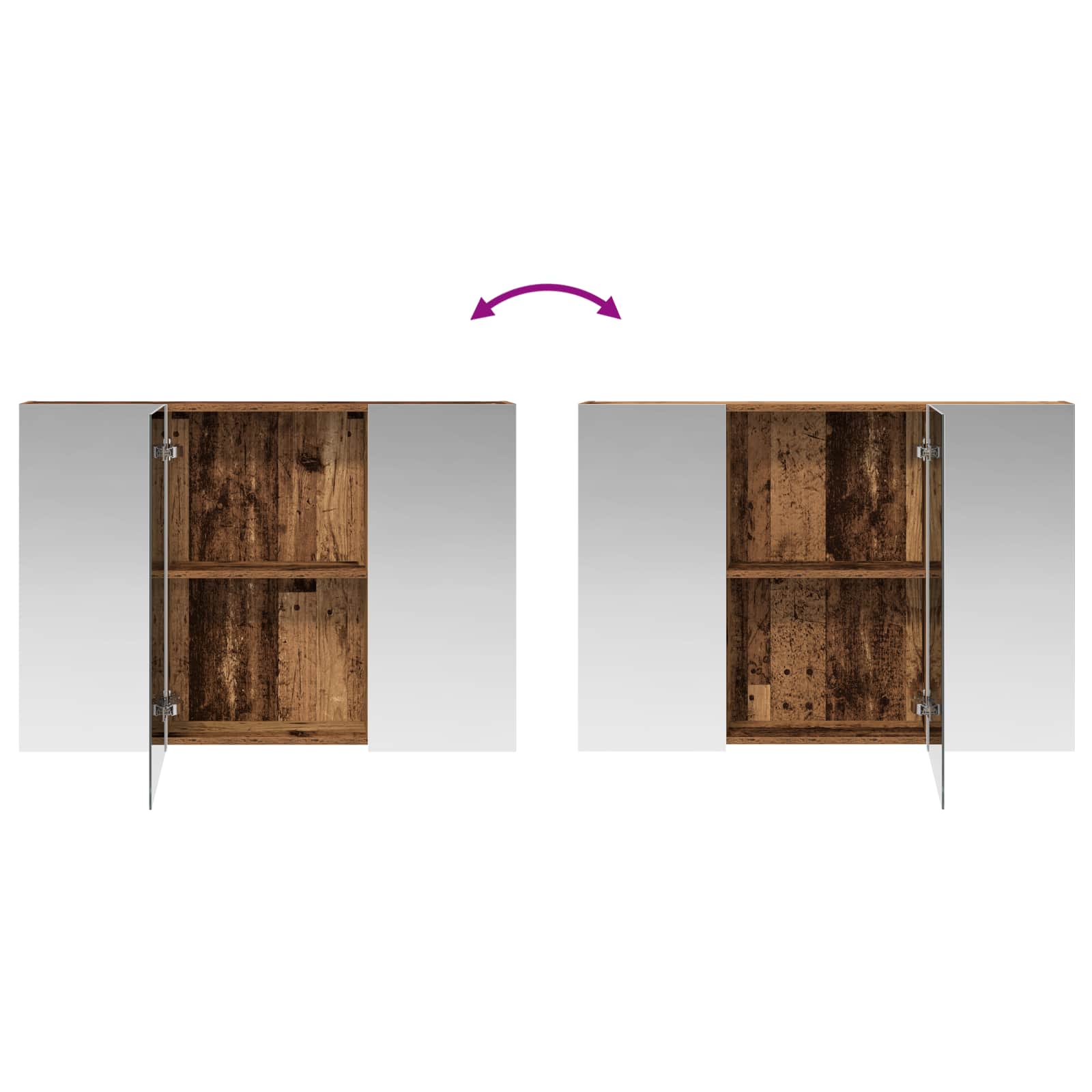 Badezimmerspiegelschrank mit Regal Altholz 100 x 14,5 x 70 cm