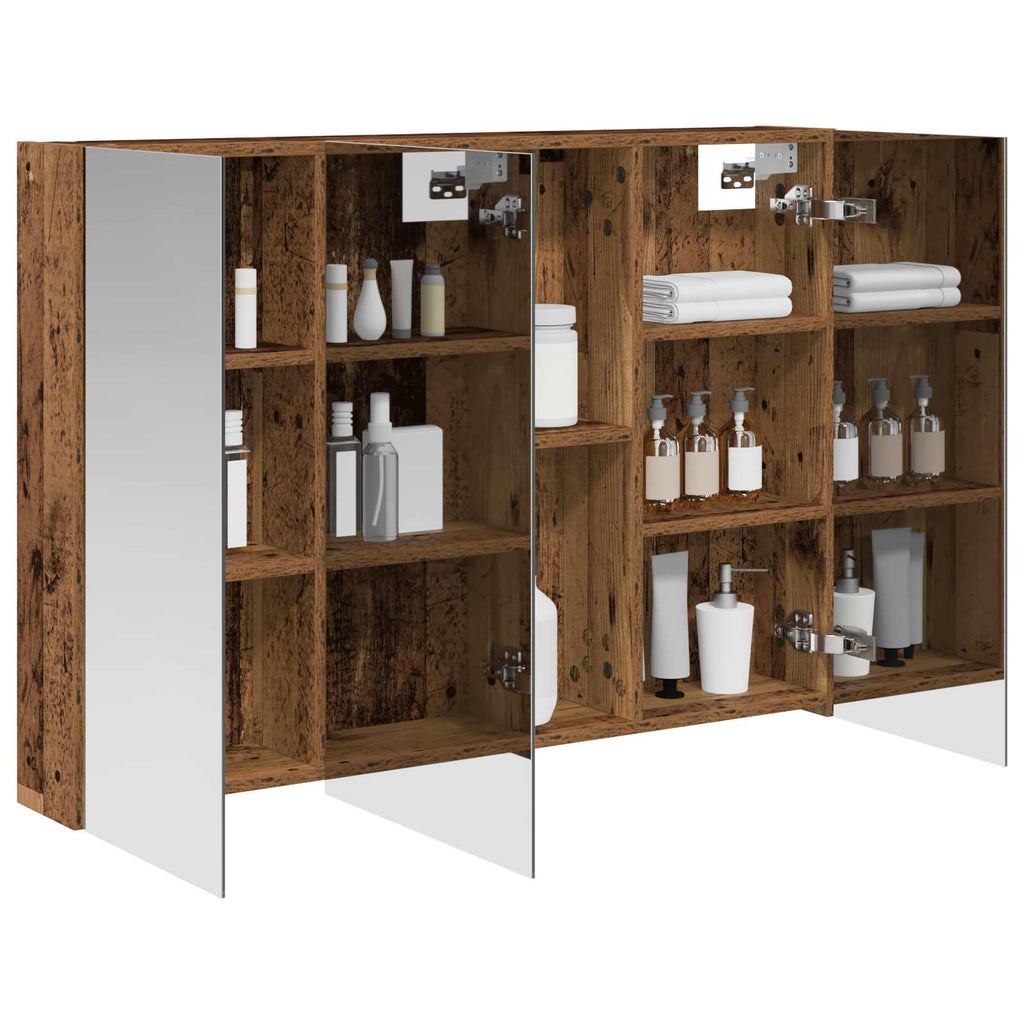 Badezimmerspiegelschrank mit Regal Altholz 100 x 14,5 x 70 cm
