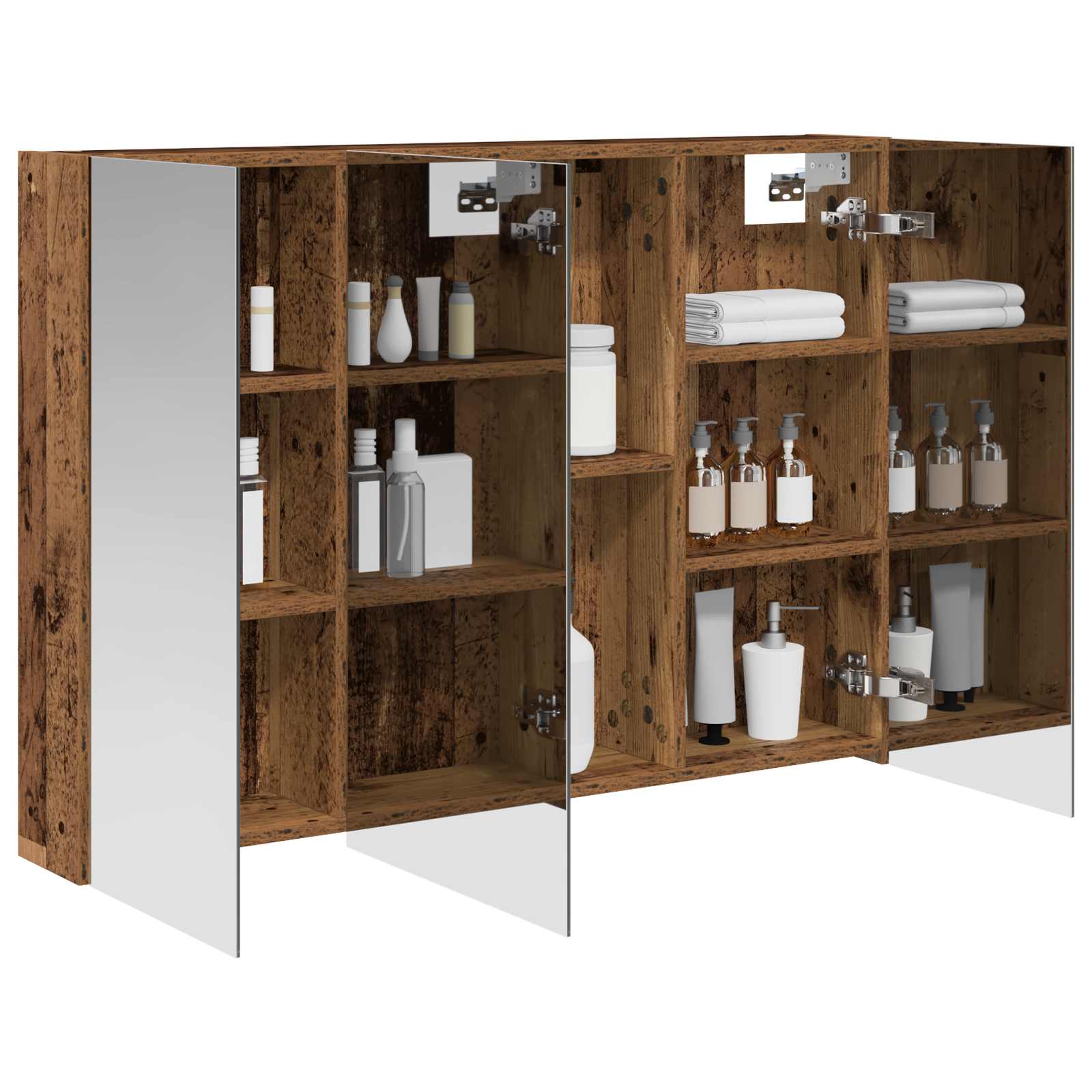 Badezimmerspiegelschrank mit Regal Altholz 100 x 14,5 x 70 cm