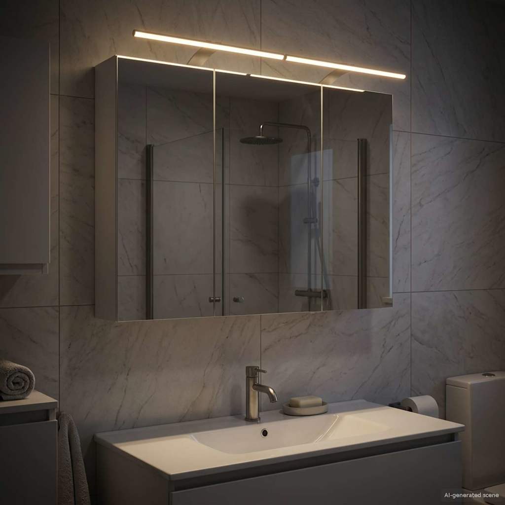 Badezimmerspiegelschrank Weiß 100 x 14,5 x 70 cm Holzwerkstoff