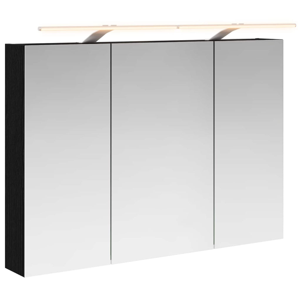 Badezimmerspiegelschrank mit Regal mit Tür Schwarz Eichen-Optik