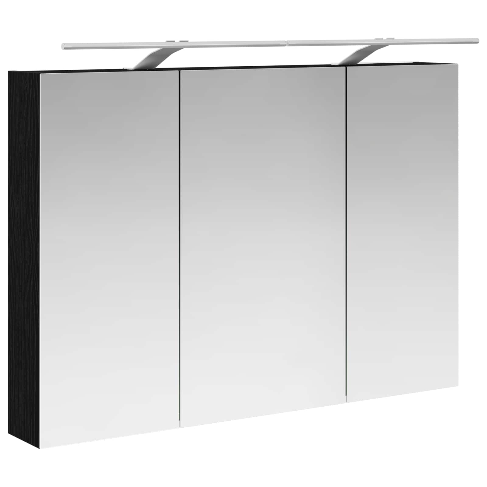 Badezimmerspiegelschrank mit Regal mit Tür Schwarz Eichen-Optik