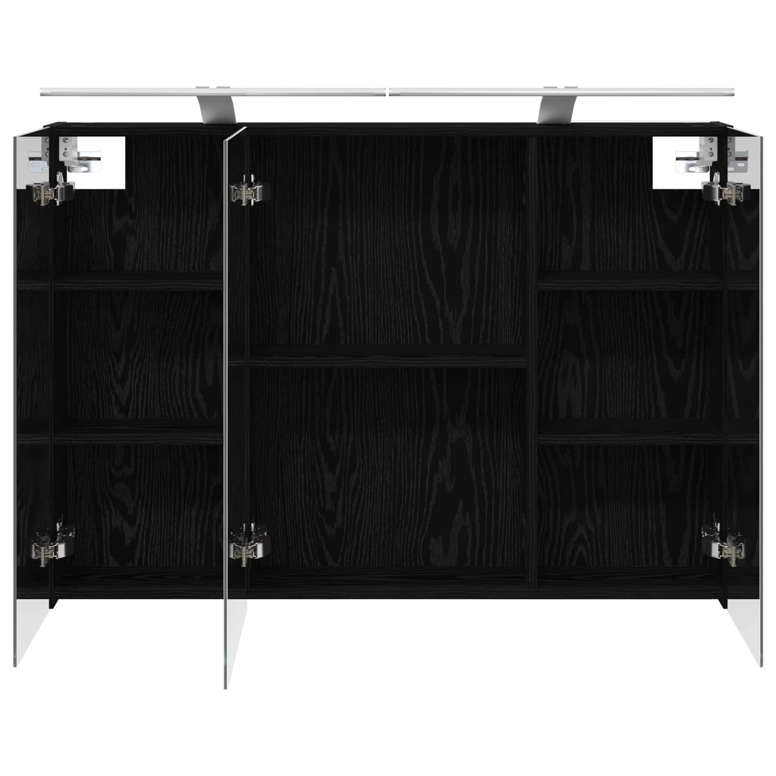 Badezimmerspiegelschrank mit Regal mit Tür Schwarz Eichen-Optik