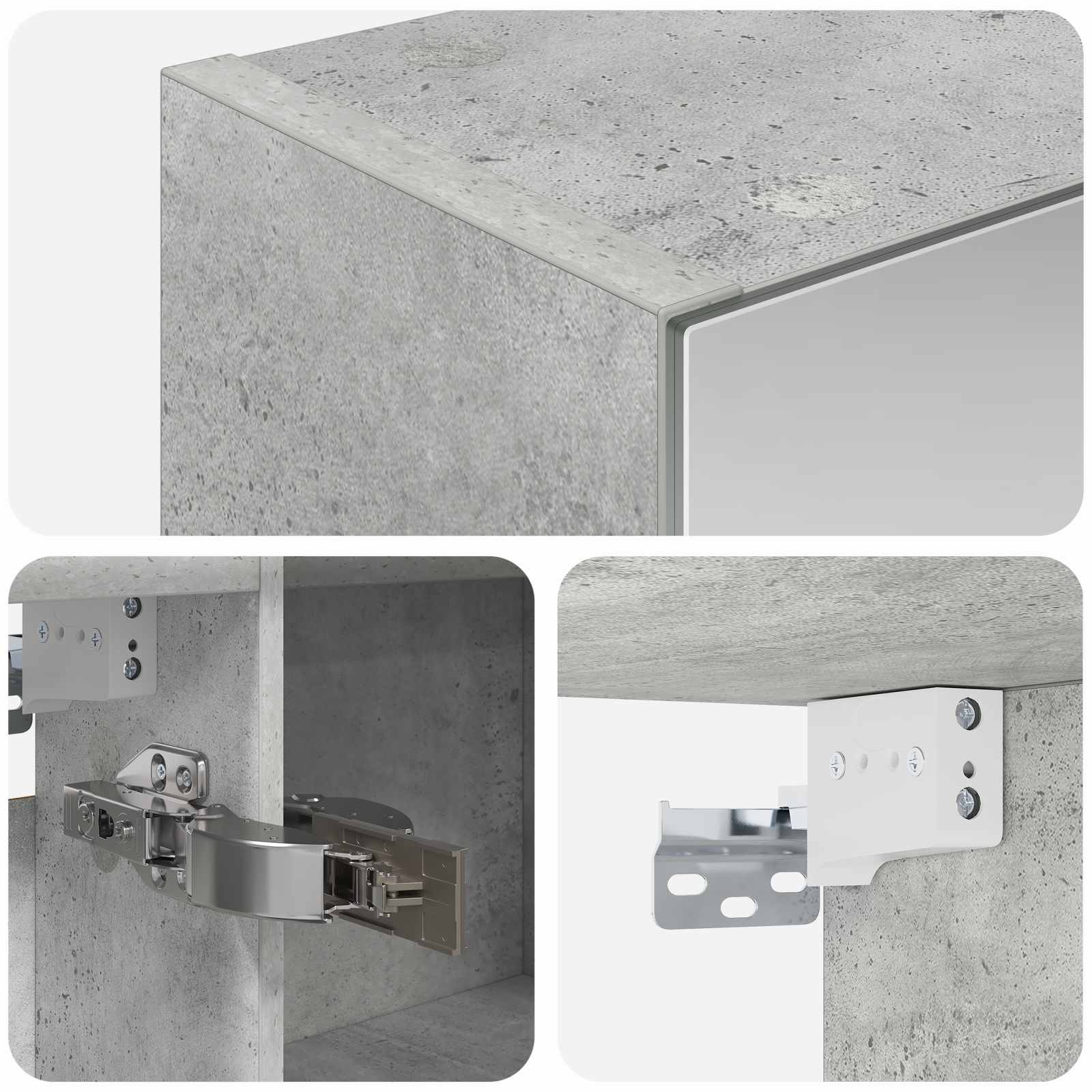 Badezimmerspiegelschrank mit Tür Beton Grau 100 x 14,5 x 70 cm
