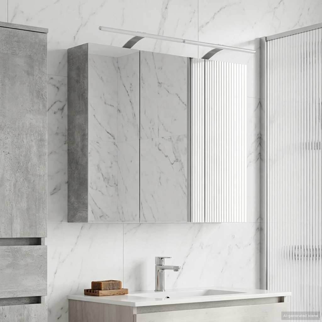 Badezimmerspiegelschrank mit Tür Beton Grau 100 x 14,5 x 70 cm