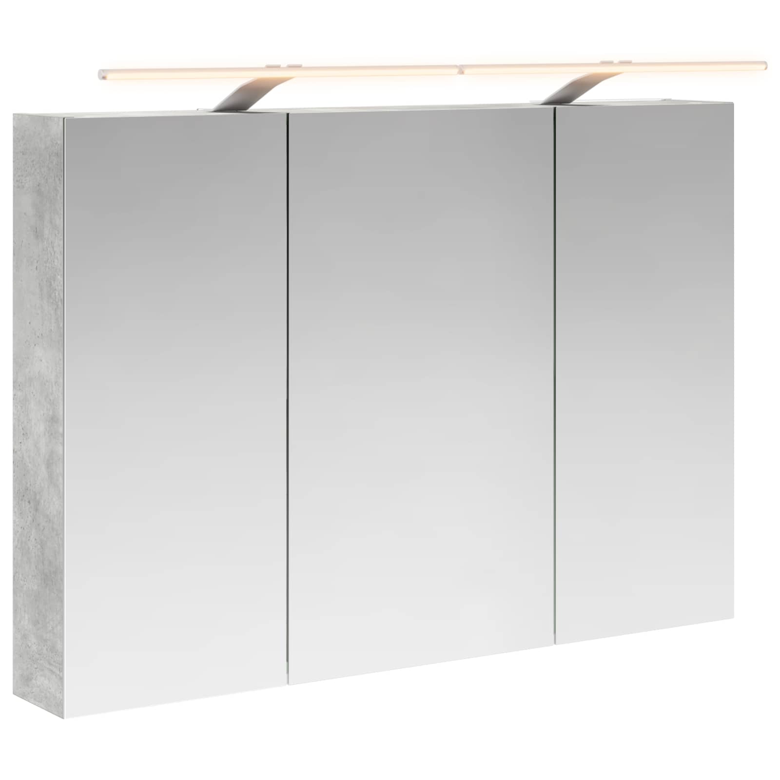 Badezimmerspiegelschrank mit Tür Beton Grau 100 x 14,5 x 70 cm