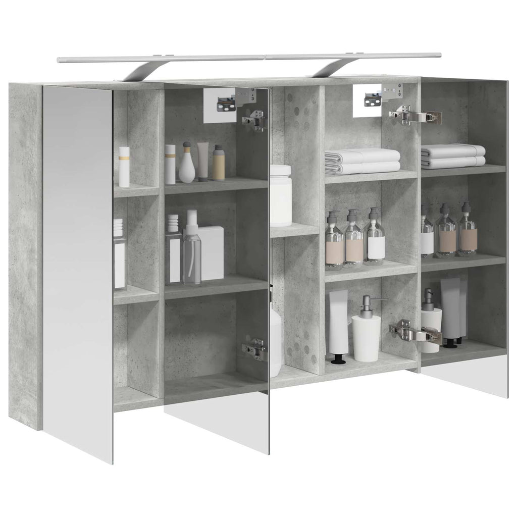 Badezimmerspiegelschrank mit Tür Beton Grau 100 x 14,5 x 70 cm