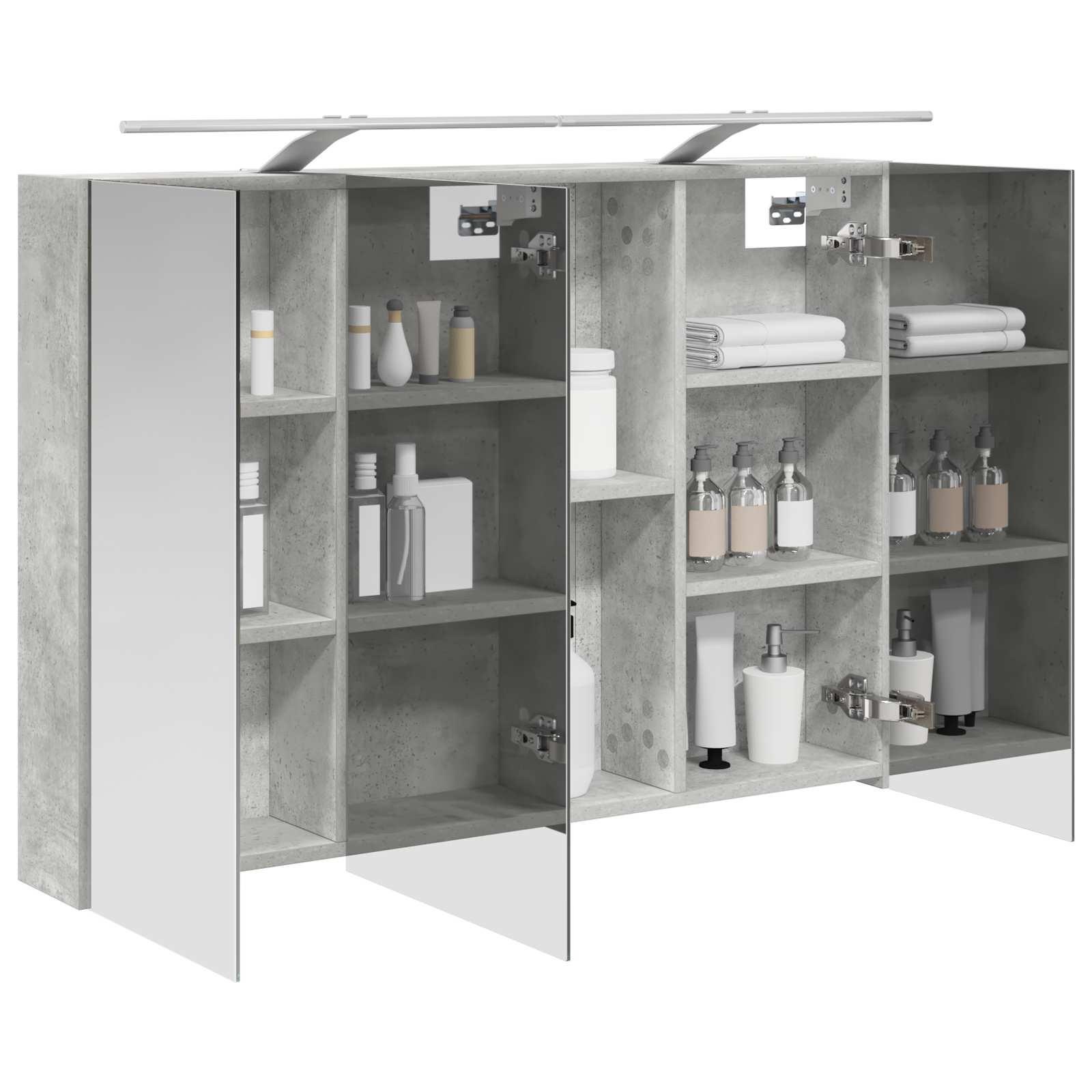 Badezimmerspiegelschrank mit Tür Beton Grau 100 x 14,5 x 70 cm