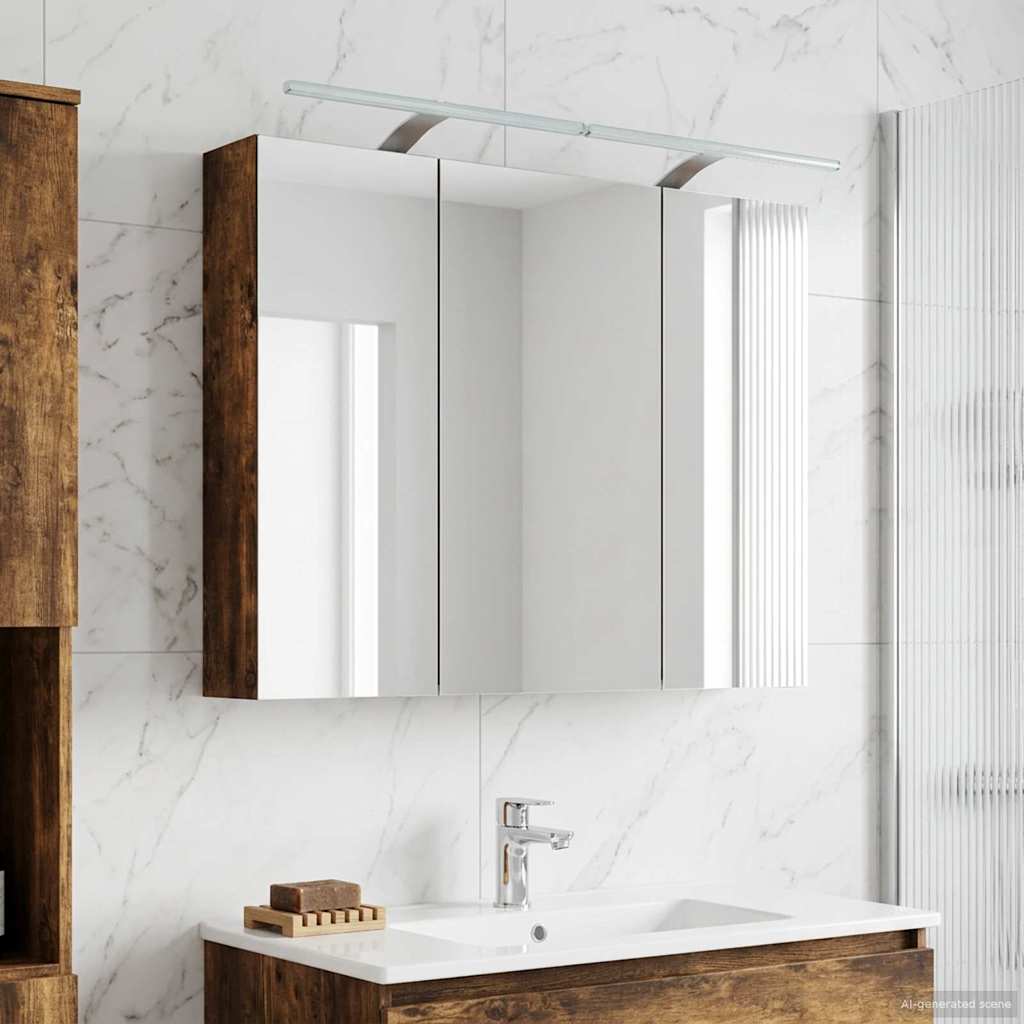 Badezimmerspiegelschrank Geräucherte Eiche 100 x 14,5 x 70 cm