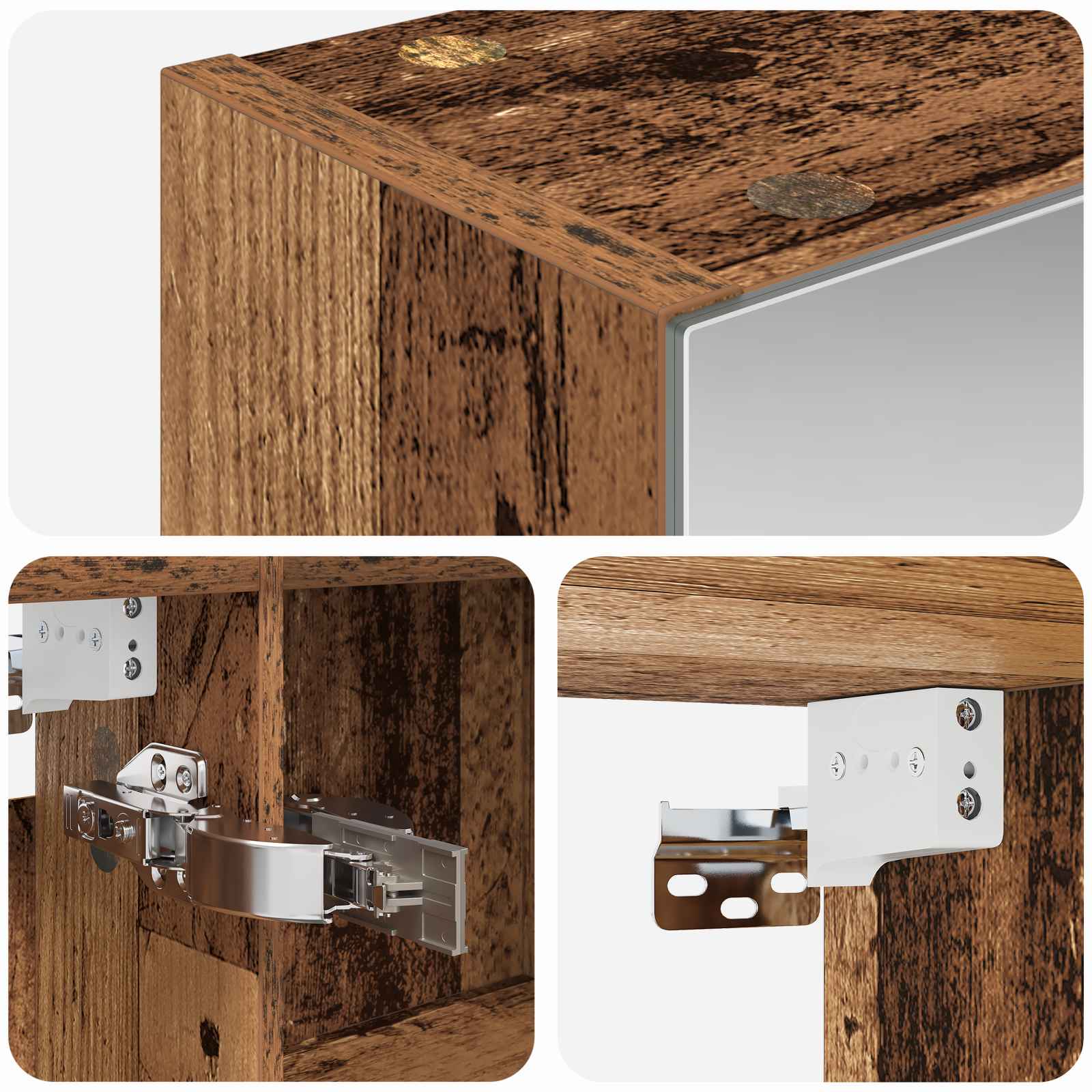 Badezimmerspiegelschrank mit Regal Altholz 100 x 14,5 x 70 cm